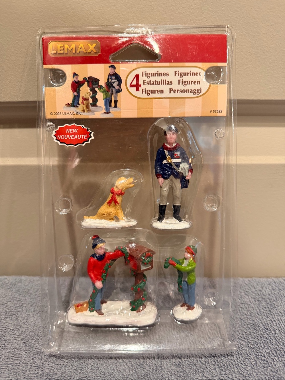 Lemax Holiday Village Figurine Set - Red, Blue, Green, Yellow Accents
